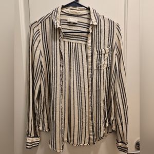 Lucky Brand Off-white striped button down shirt, XS